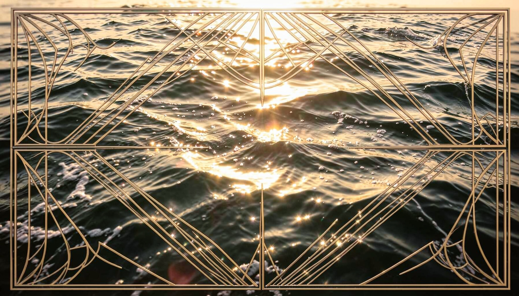 Warm sunlight sparkling on rippling ocean water with soft foam crests, capturing the essence of a summer swim.