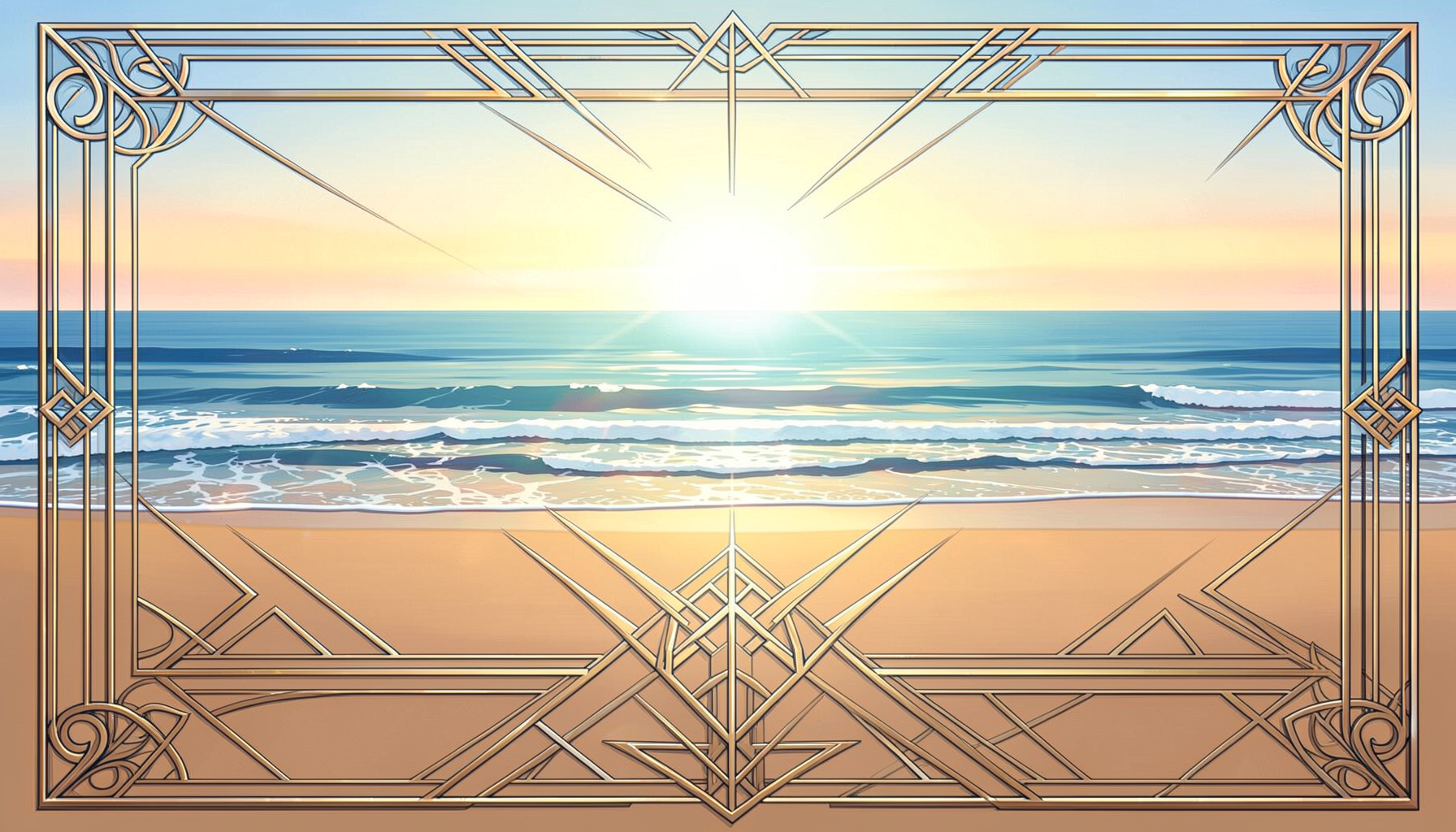 A wide beach scene with gentle surf and a bright horizon, suggesting endless summer days by the water.